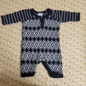 Hanna Andersson Black & White Winter Wonderful Knit Sweater Romper